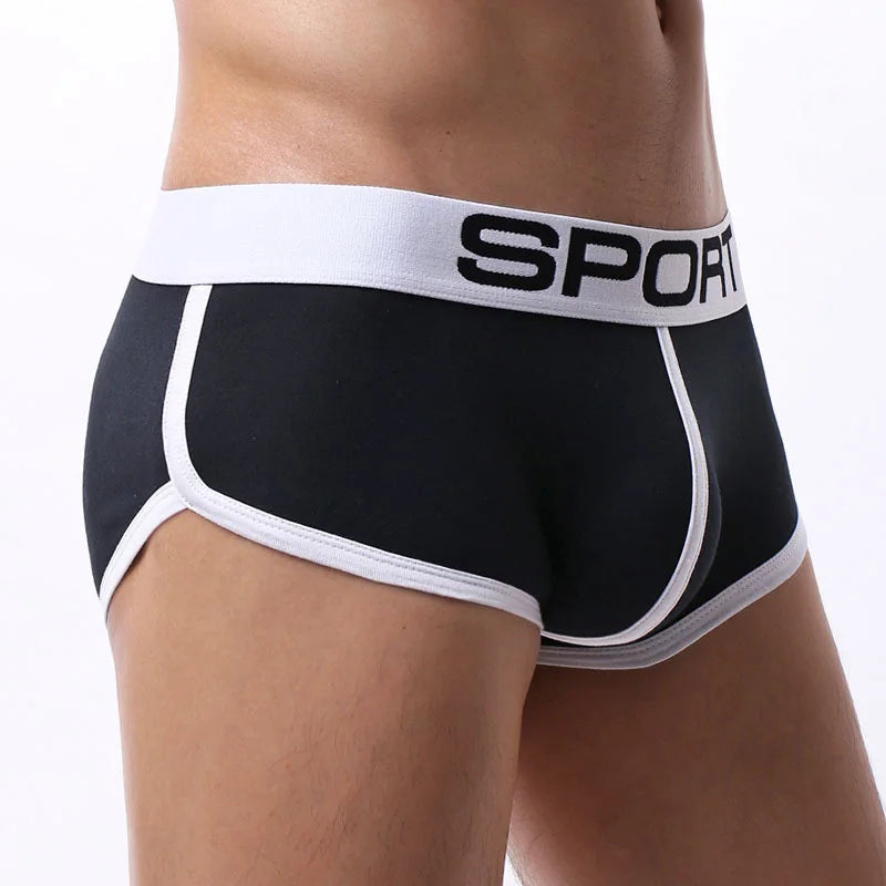 Men's Cotton Fitness Sports Boxer Shorts with U Bulge Pouch