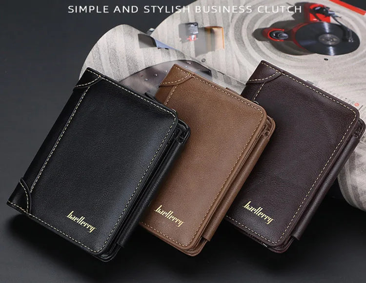New PU Leather Men Wallets High Quality Zipper Vintage Coin Holder Men