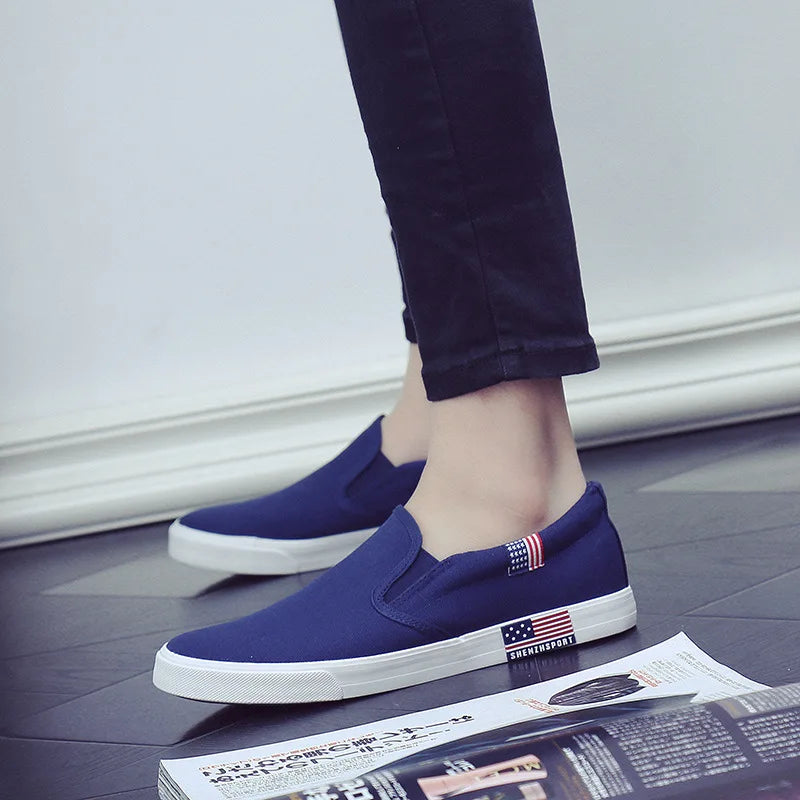 Black Canvas Slip-On Casual Shoes for Men