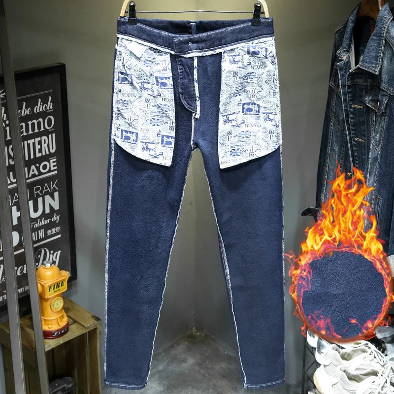 Men's Casual Straight Leg Jeans in Denim for Autumn