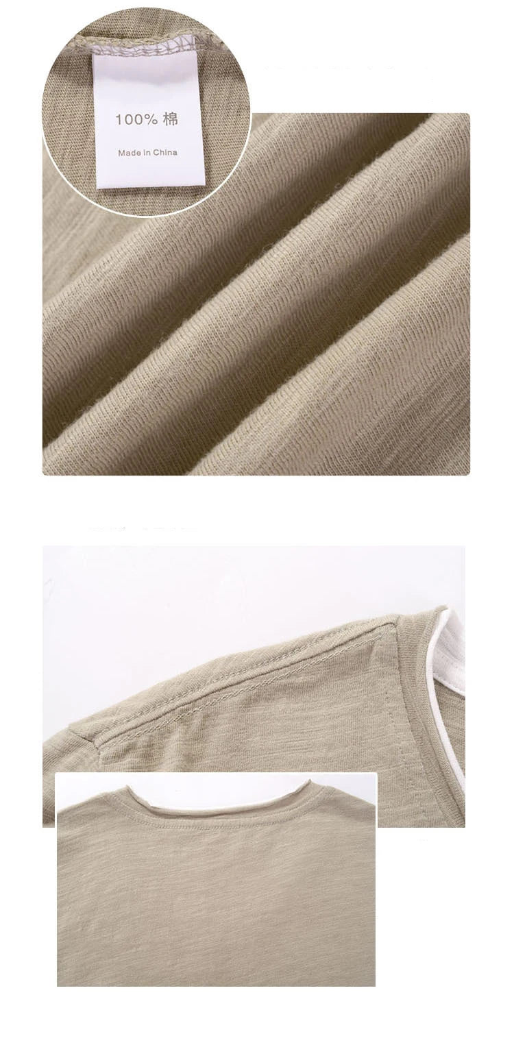 NONE 2026 + Fashion Men's T Shirt Vintage V-Neck Long Sleeve T-Shirt