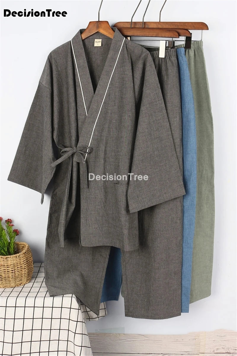 DecisionTree Japanese Style Cotton Linen Men Pajamas