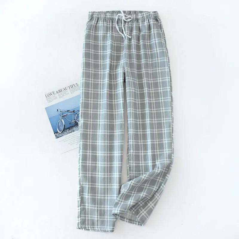 Men's Cotton Plaid Sleep Bottoms with Elastic Band