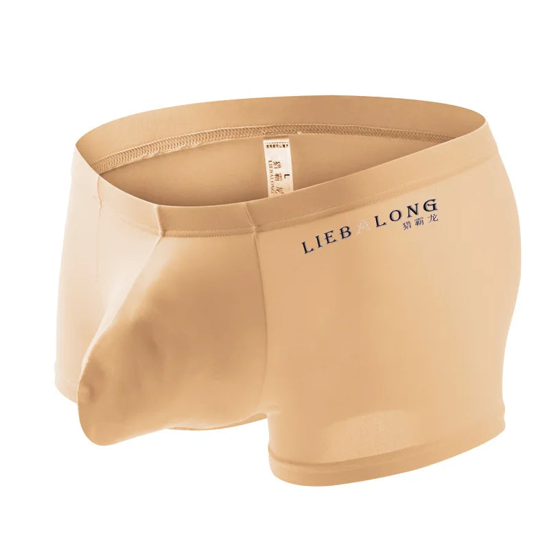 Ice Silk Boxer Underpants for Men with U Convex Pouch