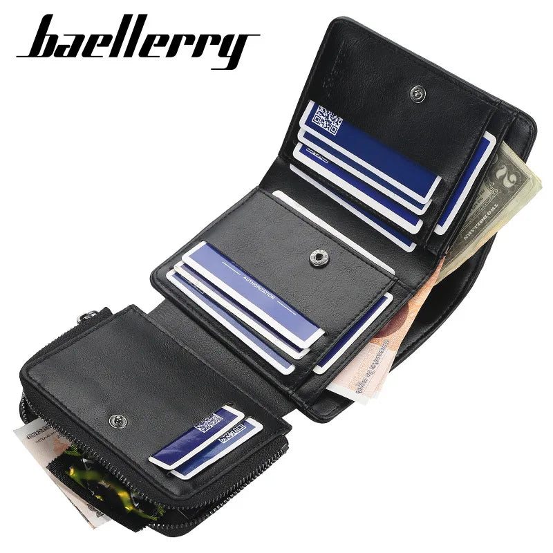 New PU Leather Men Wallets High Quality Zipper Vintage Coin Holder Men