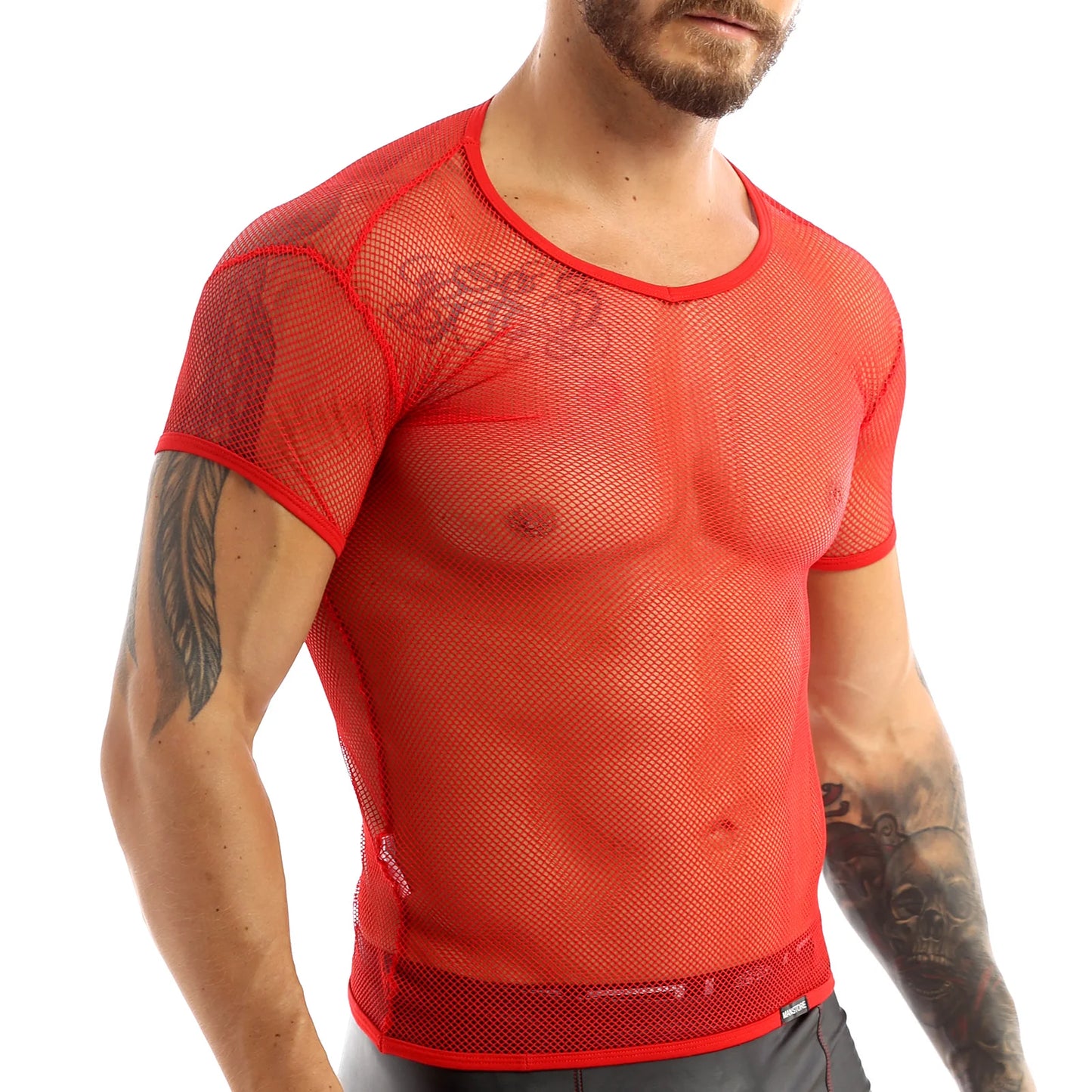 Sexy Mens T-Shirts See Through Mesh Short Sleeves Fishnet Tank Vest Shirt Male Clothes Fashion Party Undershirt Dance Clubwear