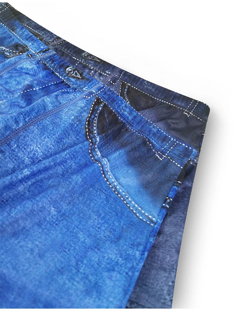 Men's 3D Print Denim Boxer Shorts