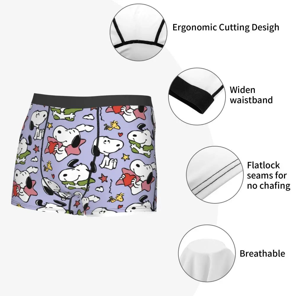 Snoopy Boxer Briefs for Men - Giggle Print Polyester Blend