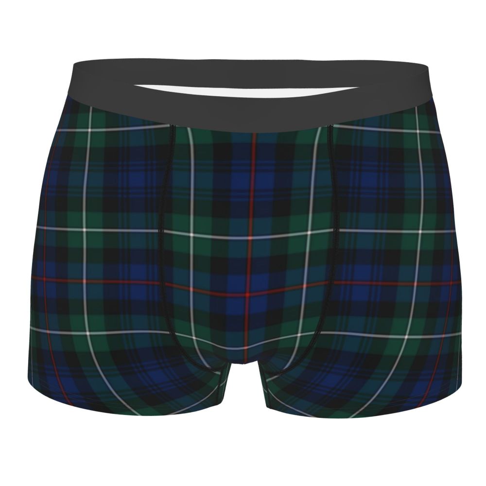 Black Watch Tartan Boxer Shorts for Men in Lycra and Polyester