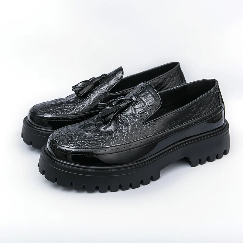 Mens Patent Leather Loafers Shoes for Business Casual