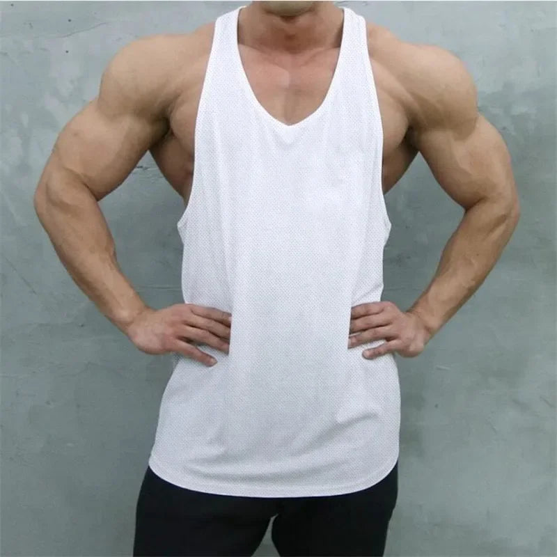 New Summer Brand Vest Mesh Gym Clothing Mens Tank Tops Sleeveless Shirt Bodybuilding Equipment Fitness Men's Stringer Tanktop