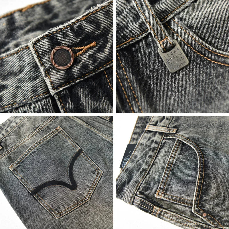 Men's Straight Cotton Joggers Vintage Wash Jeans