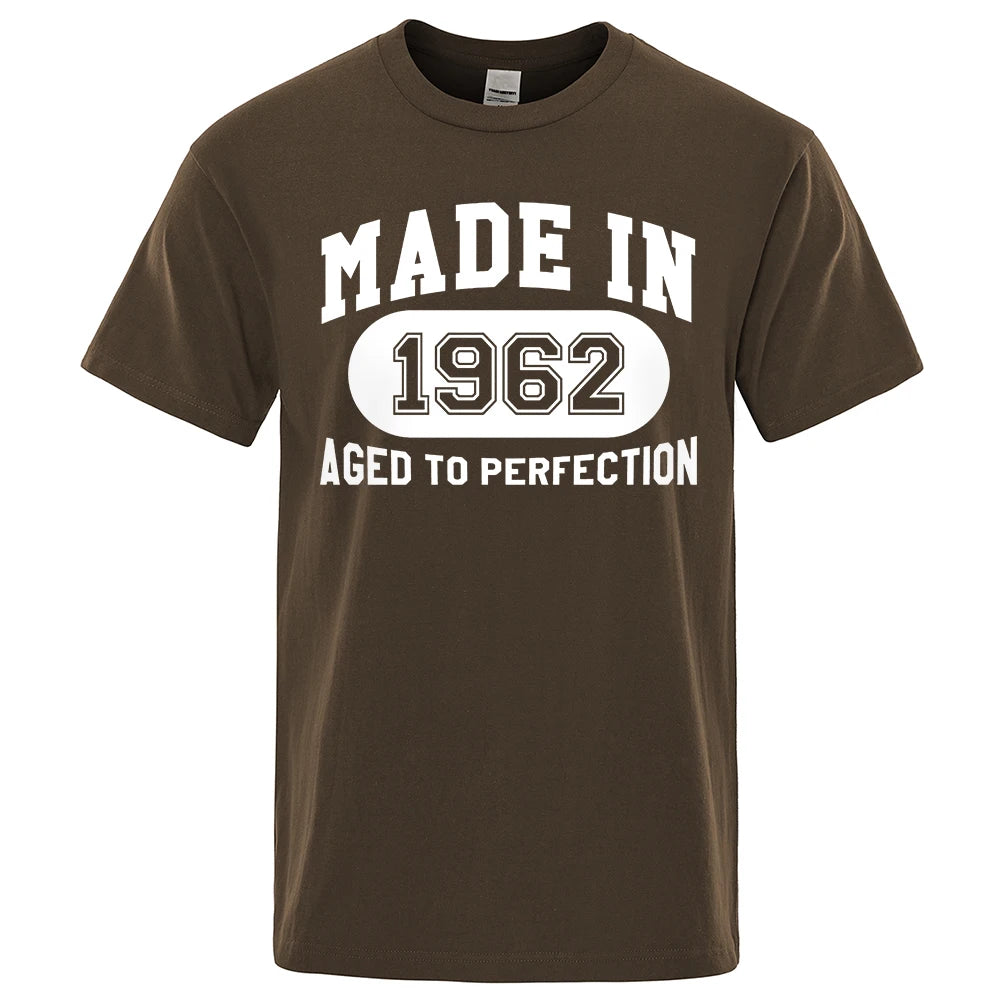 Made In 1962 Aged To Perfection Mens Tee Clothes Hip Hop Breathable Cotton T Shirt Short Sleeve Tops Summer Streetwear T-Shirt