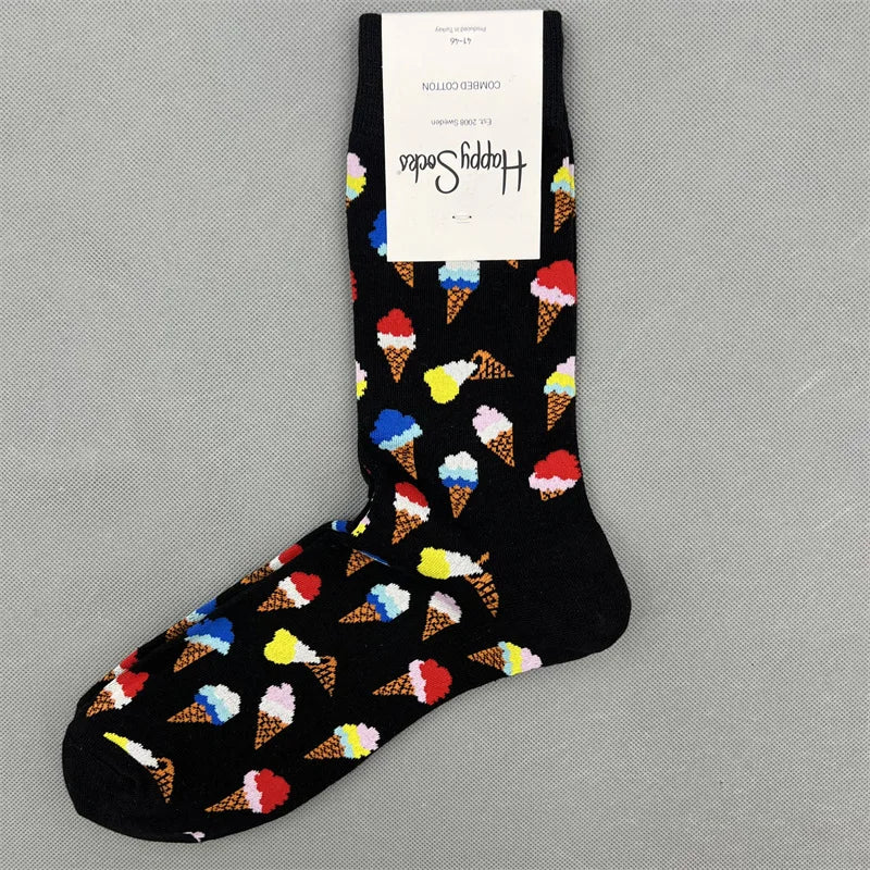 Men's Graphic Print Fun Happy Socks Casual Crew Dress Socks 41-46