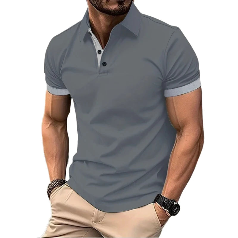 Men's Summer Short Sleeve Polo Shirt Lightweight Tee
