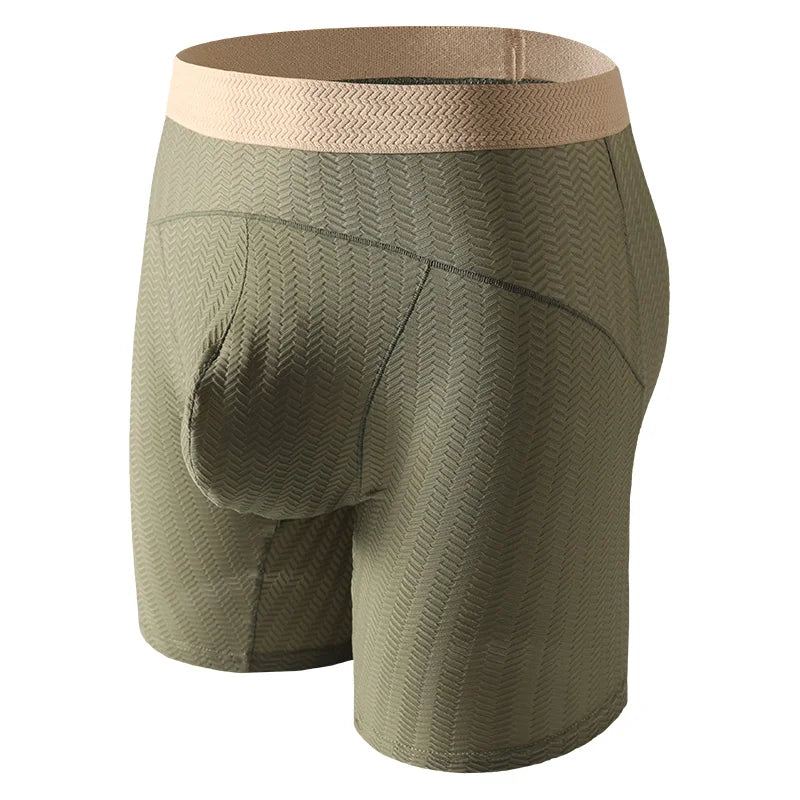 Men's Long Boxer Shorts with U Pouch Design