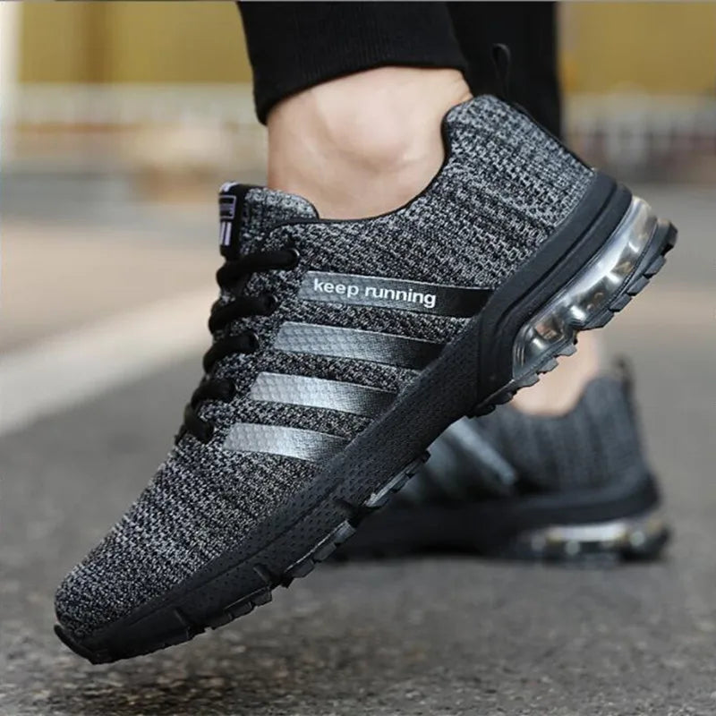 Men's Casual Lace-Up Sneakers in White and Blue