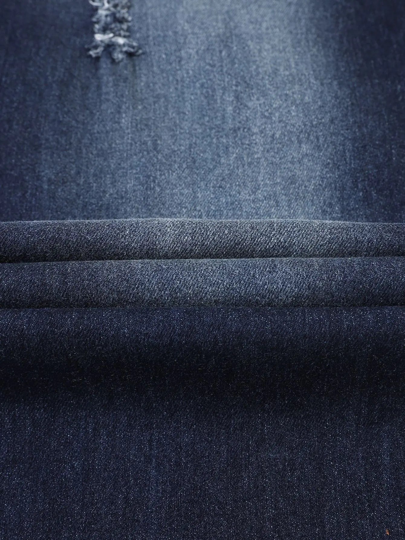 Slim Fit Men's Jeans in Deep Blue with Elastic Holes