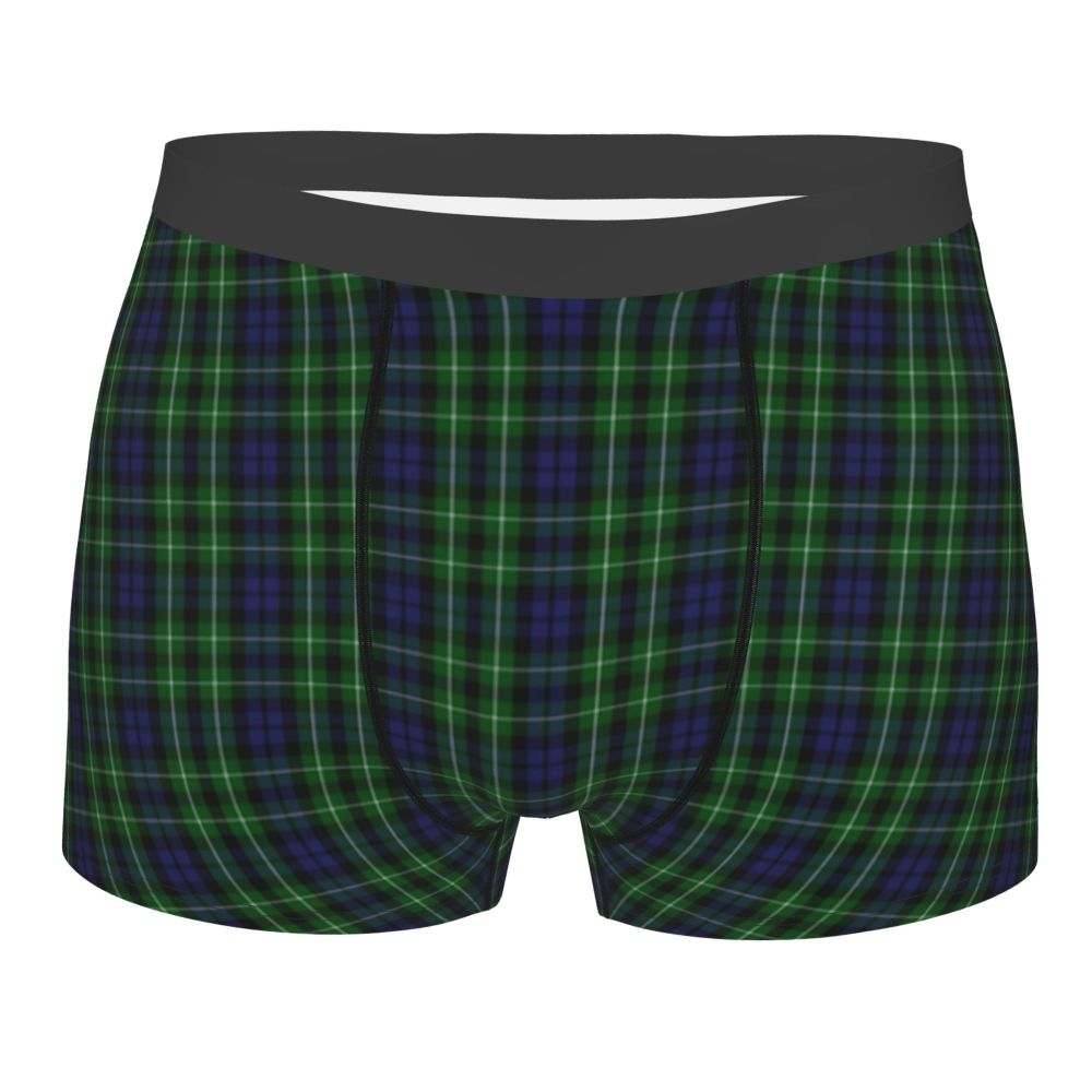 Black Watch Tartan Boxer Shorts for Men in Lycra and Polyester