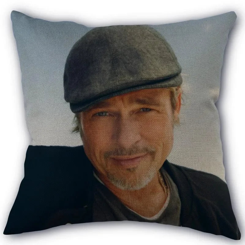 Custom Brad Pitt Pillowcase 45x45cm One Side Decoration Home Textile Cotton Pillow Cover 2026 +