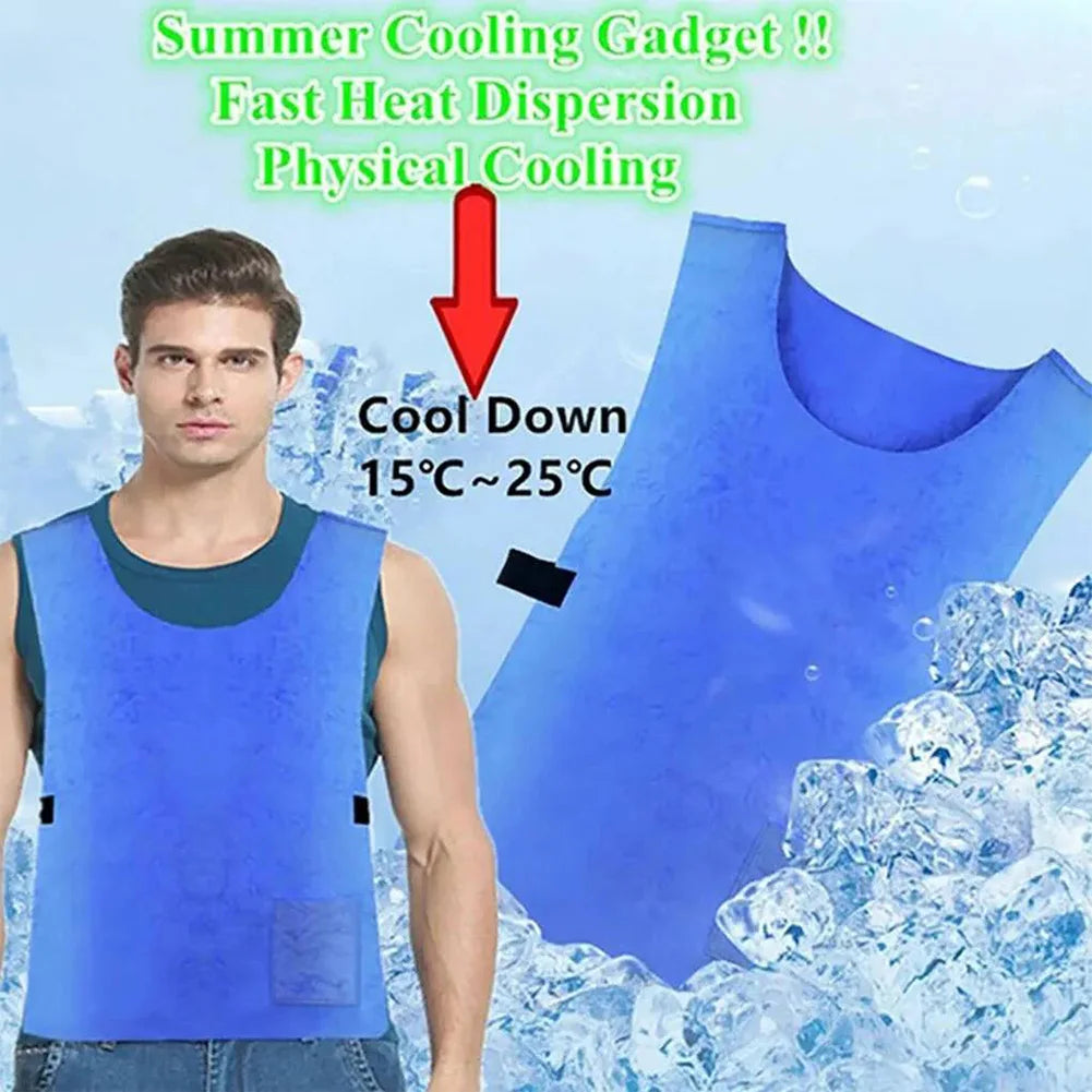 Cooling Vest Blue Microfiber Undershirt for Heatstroke Prevention