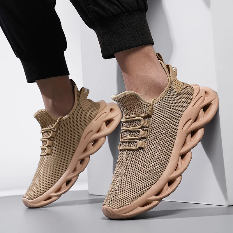 Men's Casual Lace-Up Sneakers with Air Mesh Upper
