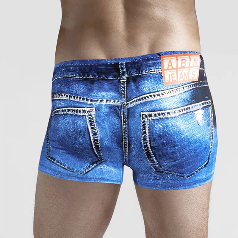 Men's 3D Print Denim Boxer Shorts