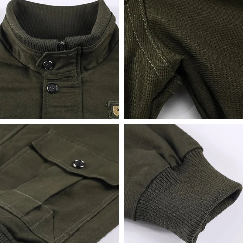 Bomber Jacket Spring Autumn Men Fashion Casual Multi Pocket Jacket 6XL