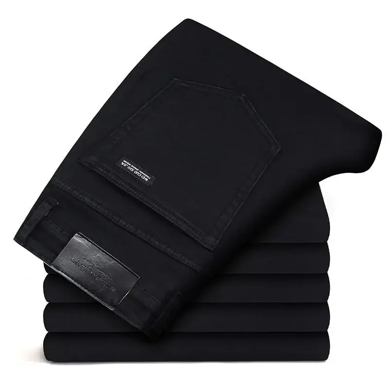 Men's Slim Fit Black Denim Jeans with Zipper Fly