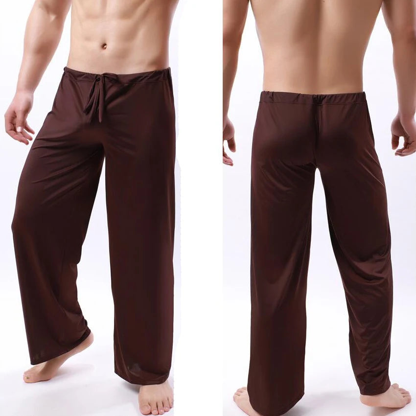 Men's Ice Silk Pyjamas Pants Soft Sleeping Bottoms Nightwear Sleepwear Trousers Casual Loose Hombre Breathable Underwear