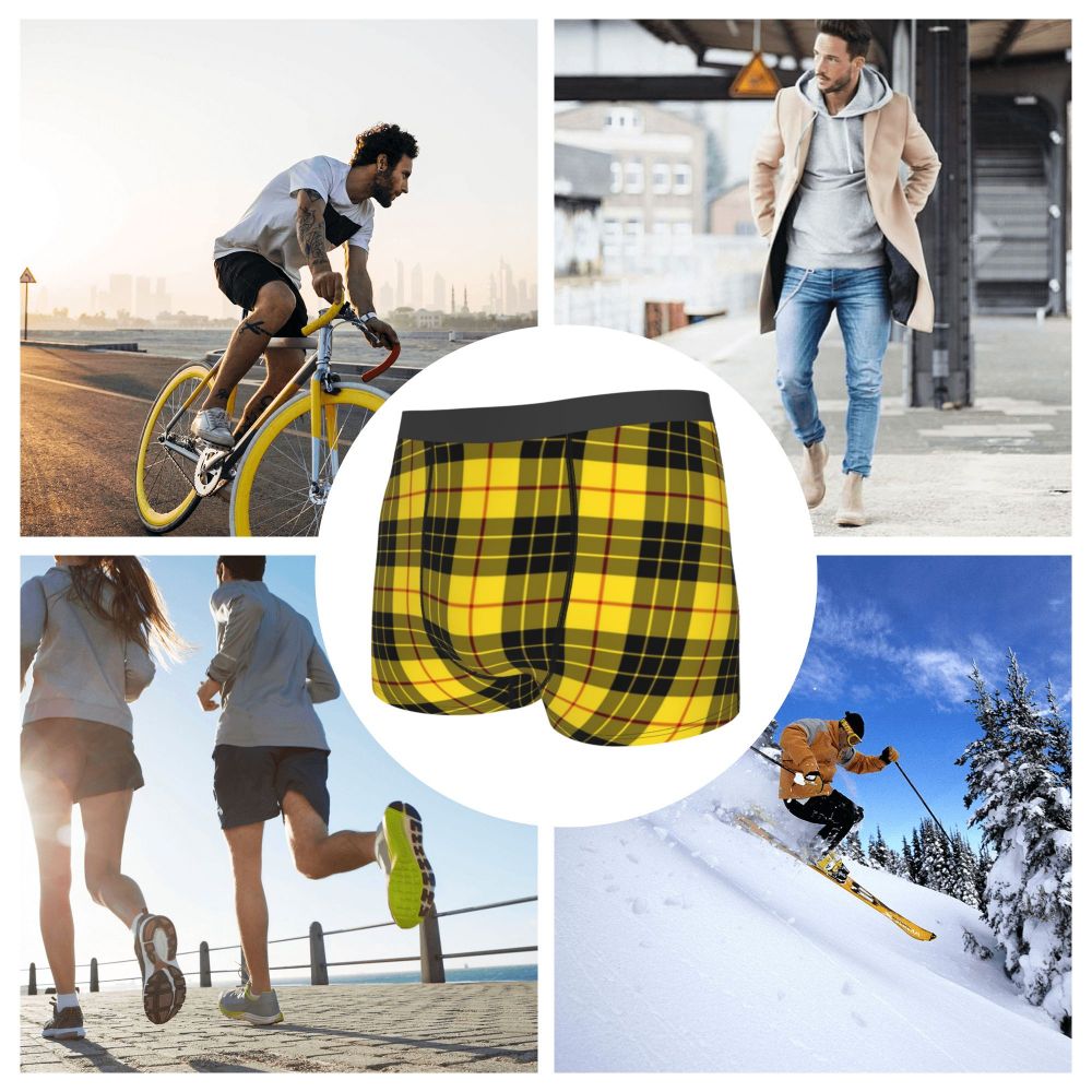 Black Watch Tartan Boxer Shorts for Men in Lycra and Polyester