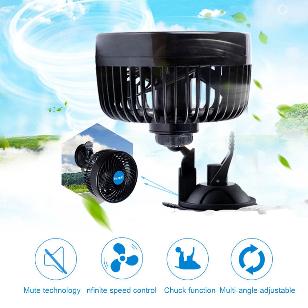 12V Adjustable Car Cooling Fan with Strong Suction
