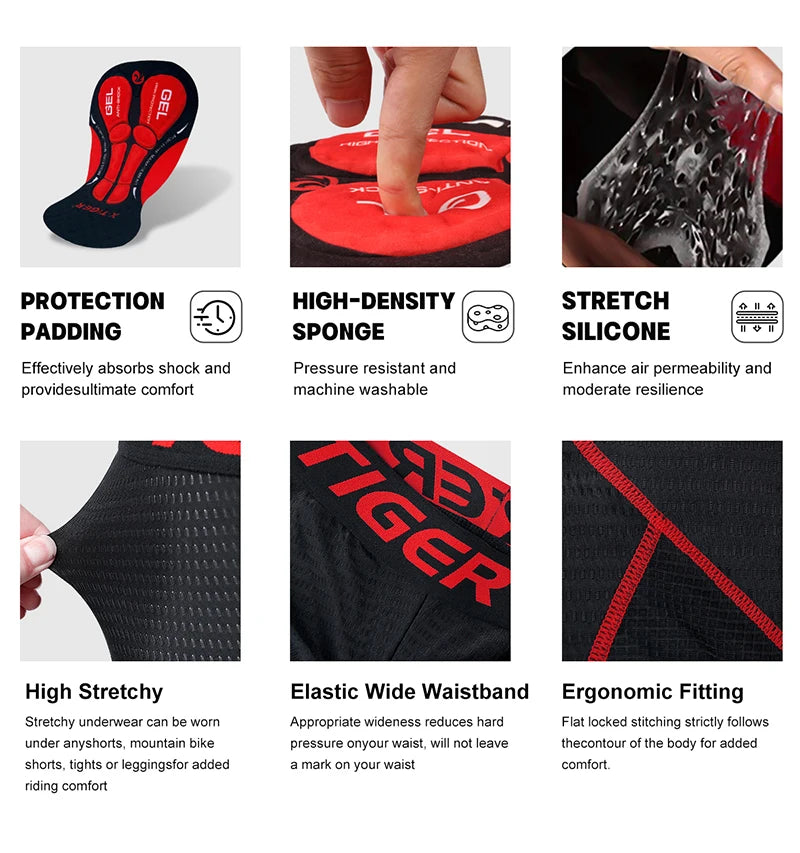 5D Padded Cycling Underwear Shorts by X-TIGER
