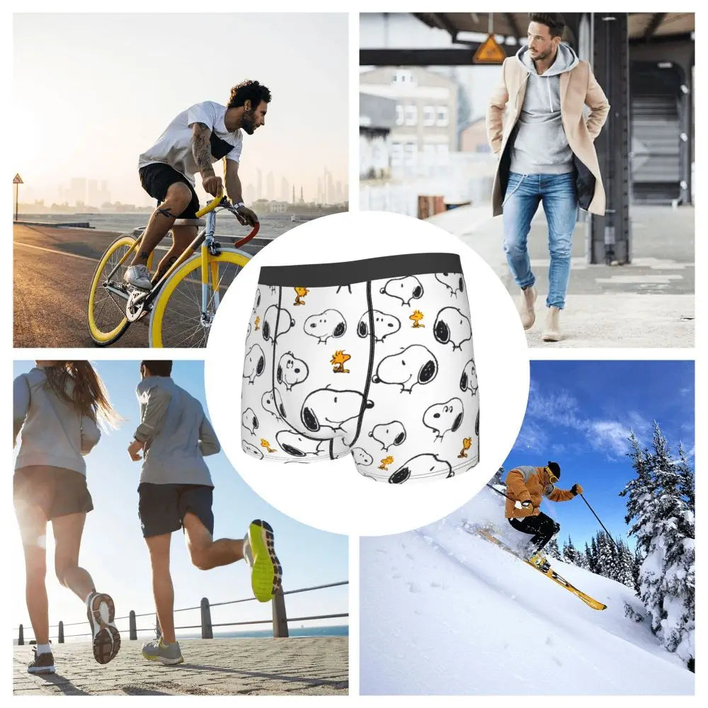 Snoopy Boxer Briefs for Men - Giggle Print Polyester Blend