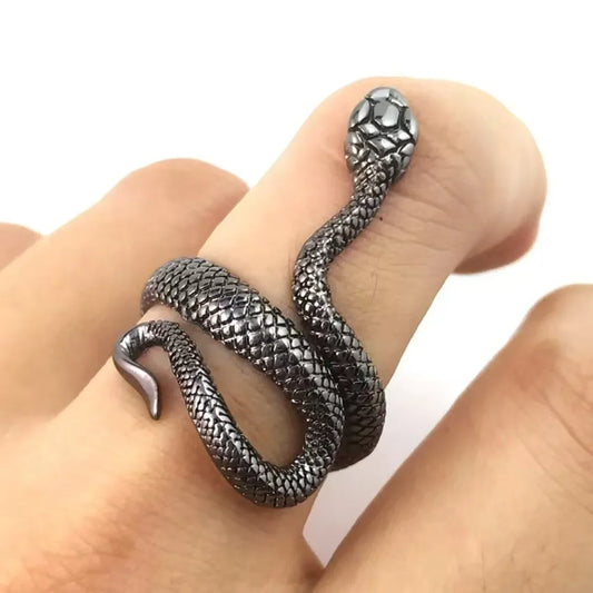 Rings for Men Women Punk Goth Snake Ring Exaggerated Black Plated Gothic