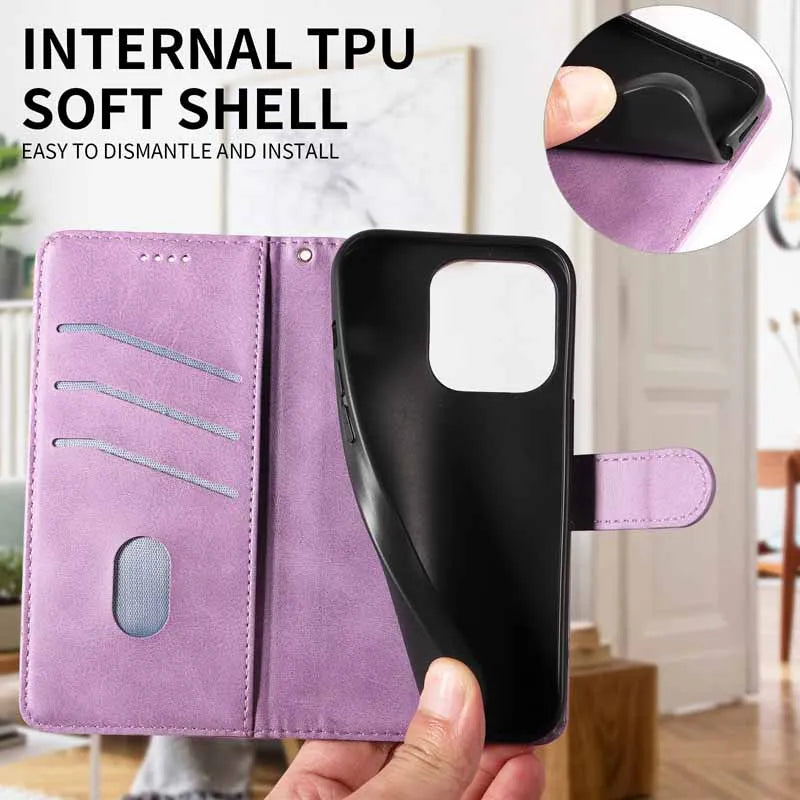 Tsimak Leather Case For Motorola Moto G13 Flip Wallet Phone Cover