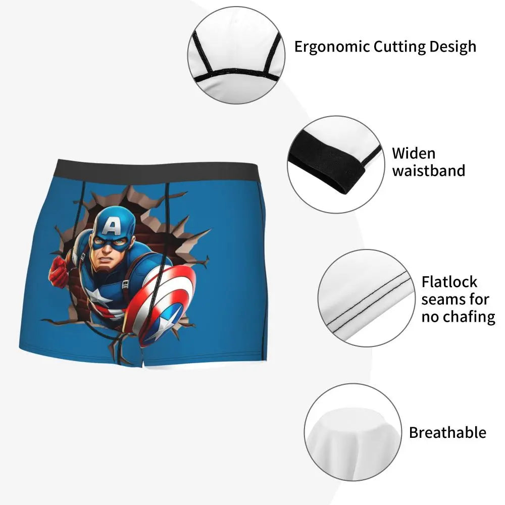 Captain America Comics Design Boxer Shorts for Men by MINISO
