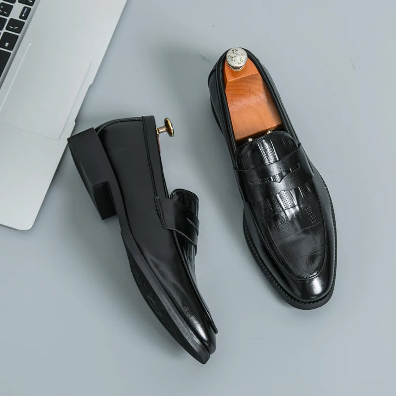 Men's Casual Loafers in Black and Brown PU