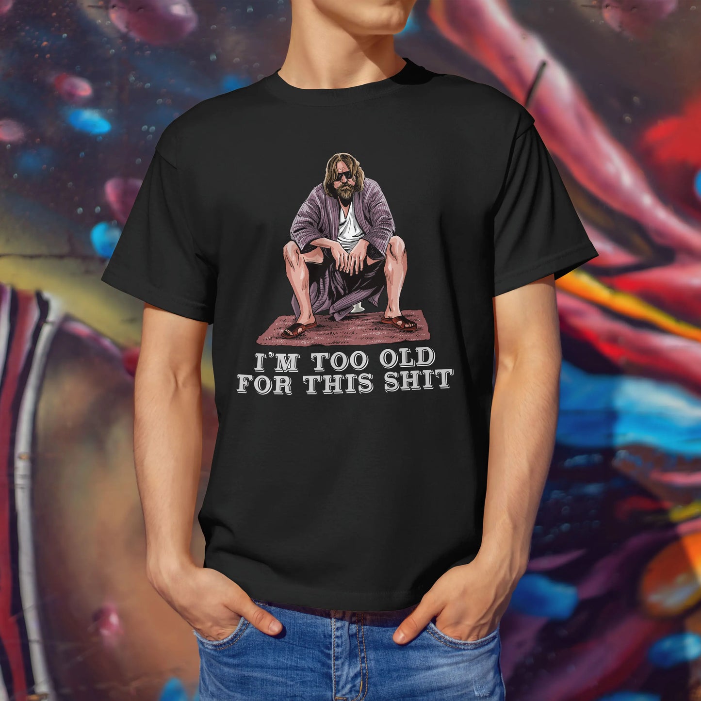 Mens Cotton The Dude Is Too Old Graphic High Quality T Shirt Street Casual Style Tee for Men and Women
