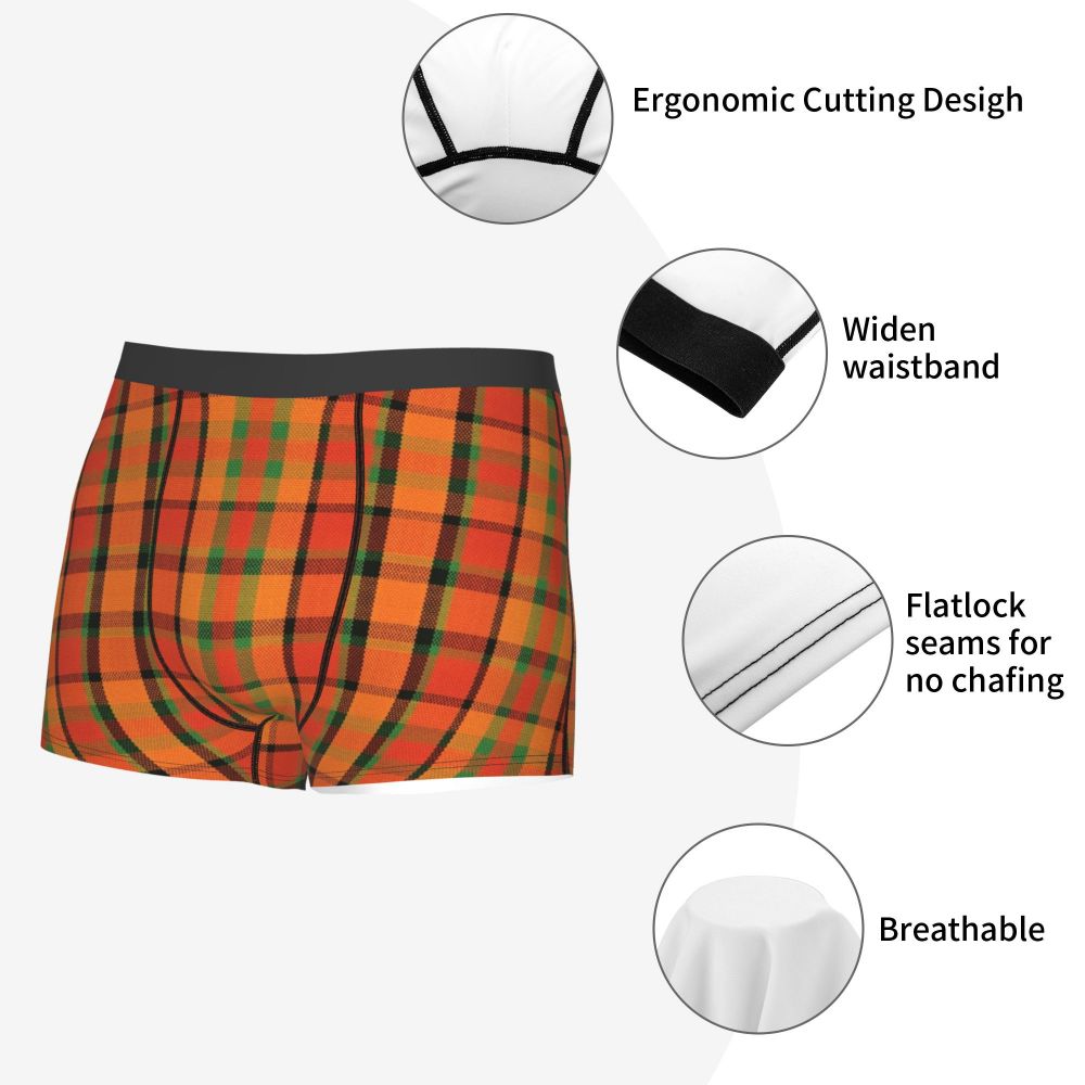 Black Watch Tartan Boxer Shorts for Men in Lycra and Polyester