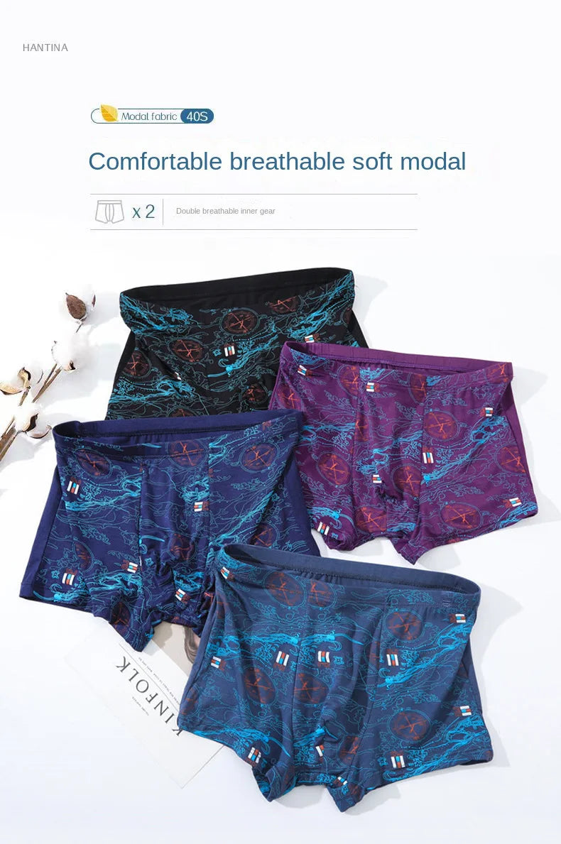 Men's Bamboo Fiber Boxer Shorts Plus Size 2XL-7XL