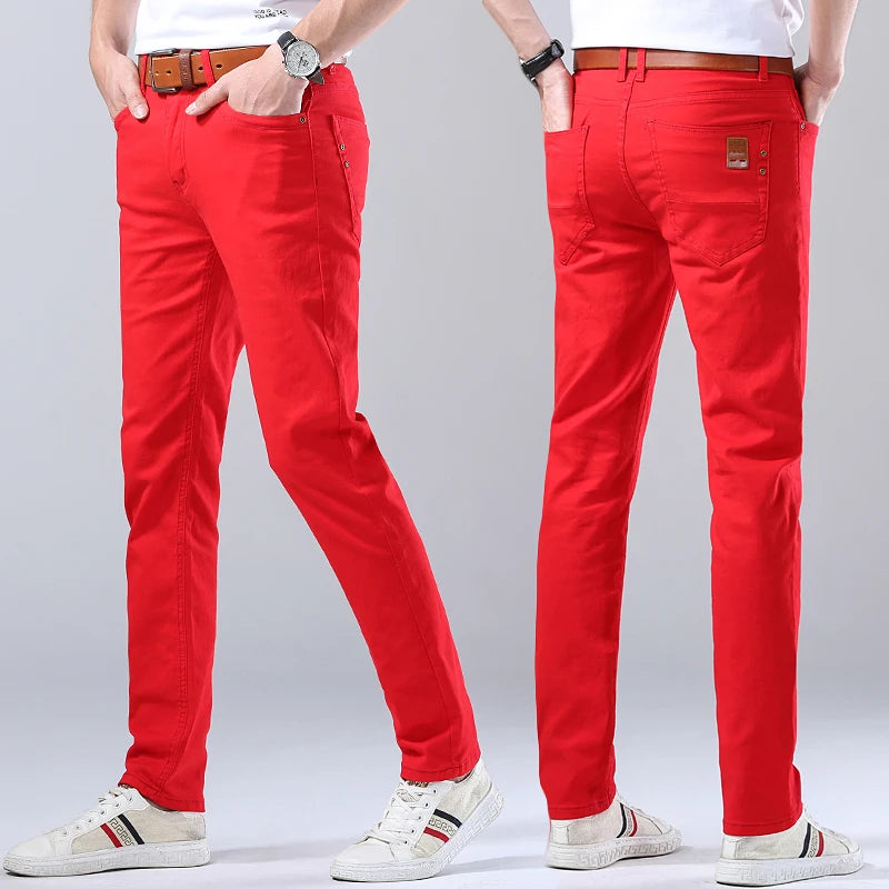 Men's Slim Fit Denim Jeans Casual Straight Stretch Pants