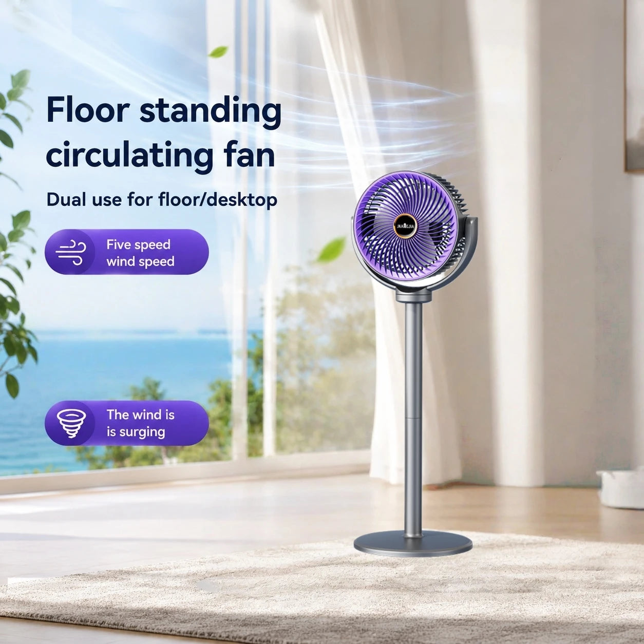 3-in-1 Air Circulator Fan 5 Speeds Portable Stand Fan