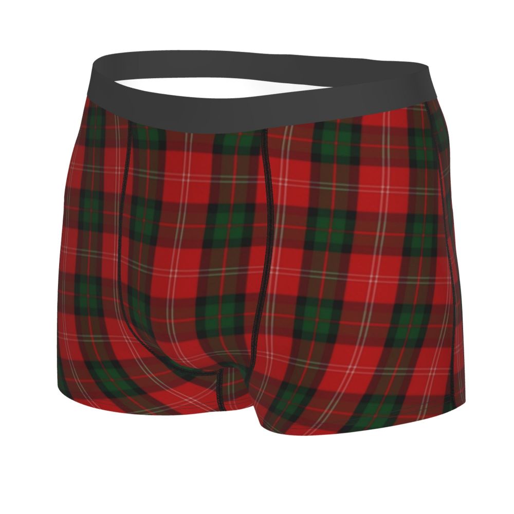 Black Watch Tartan Boxer Shorts for Men in Lycra and Polyester