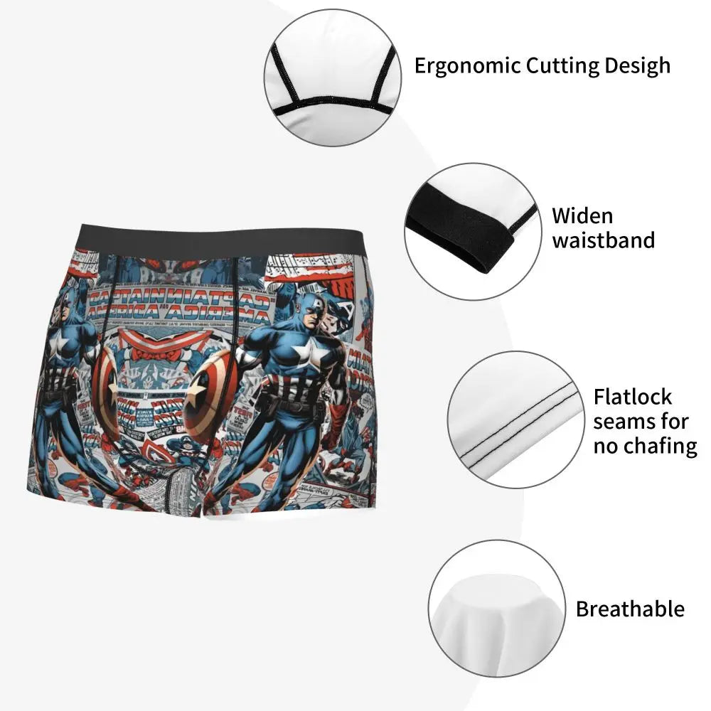 Captain America Comics Design Boxer Shorts for Men by MINISO