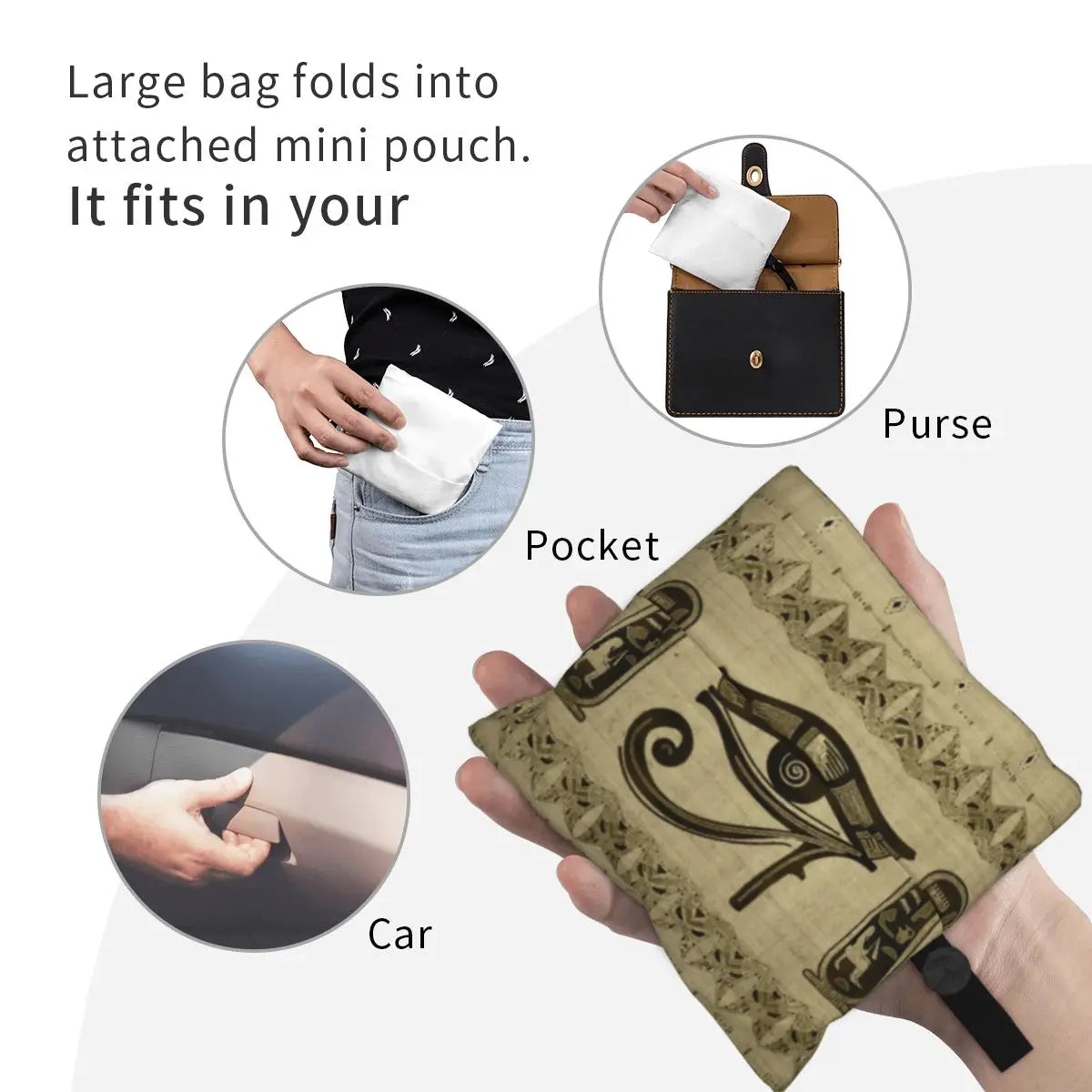 Egyptian Eye Of Horus Grocery Shopping Bags Custom Shopper Tote Shoulder Bag Portable Ancient Egypt Hieroglyphics Handbag