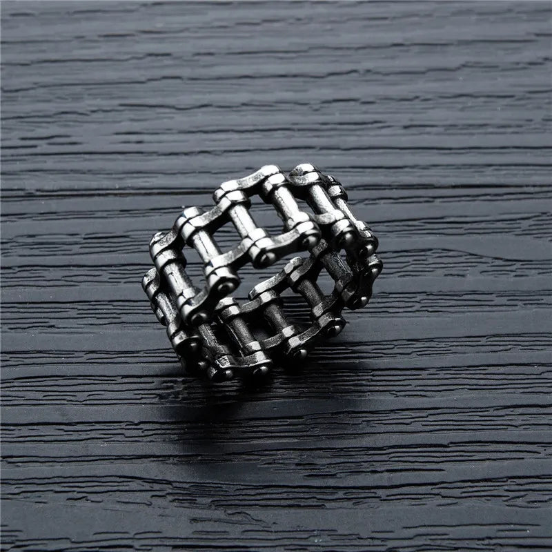 ZHIXUN Vintage Gothic Bicycle Style Chain Rings for Men Creative Chain