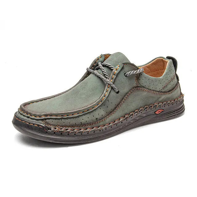 Men's Handmade Leather Casual Sneakers with Comfort Design