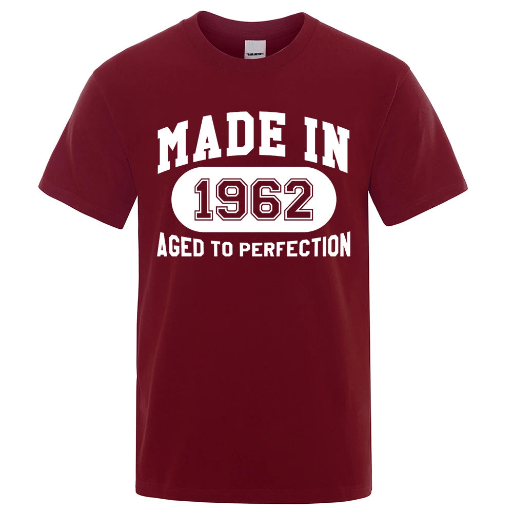 Made In 1962 Aged To Perfection Mens Tee Clothes Hip Hop Breathable Cotton T Shirt Short Sleeve Tops Summer Streetwear T-Shirt