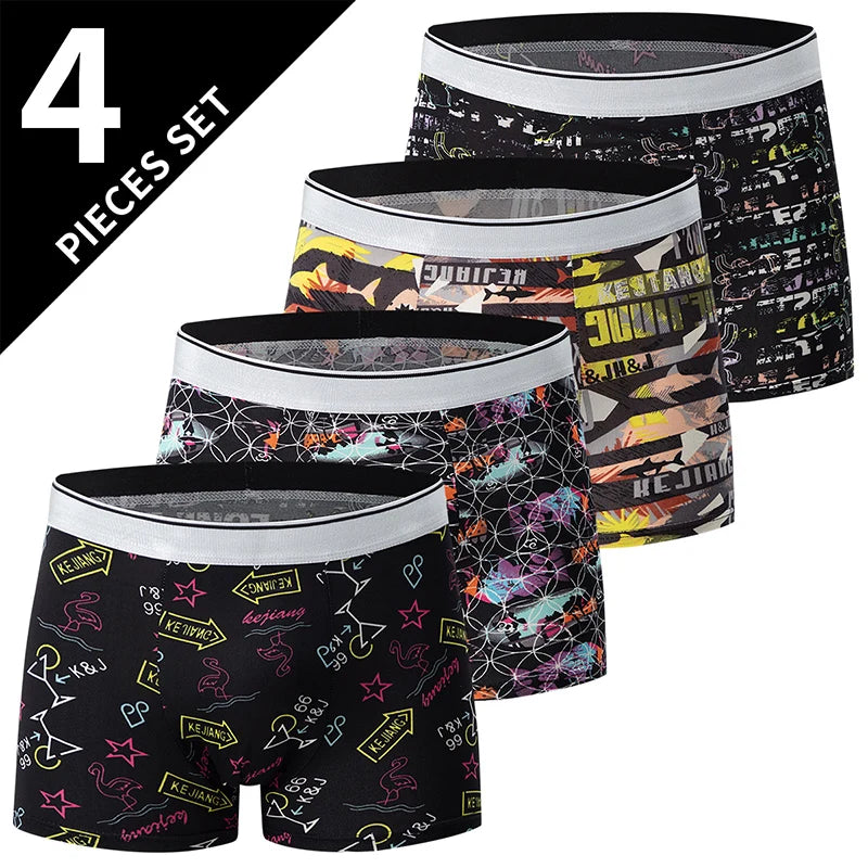 Men's Fashion Printed Boxers Breathable Underwear 6XL